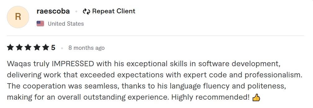 Client testimonial